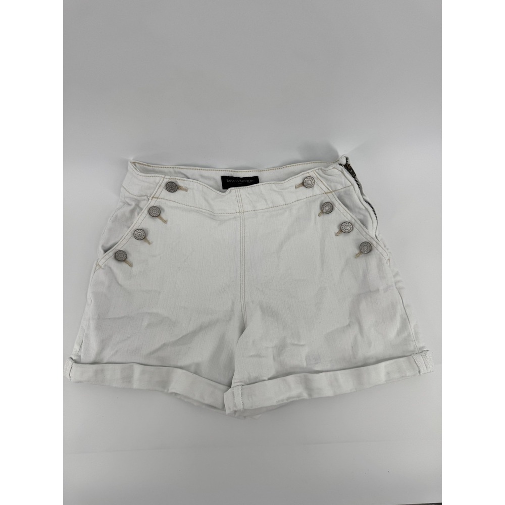 Banana Republic Shorts Womens 25/0 White Sailor Button Front Twill Stretch